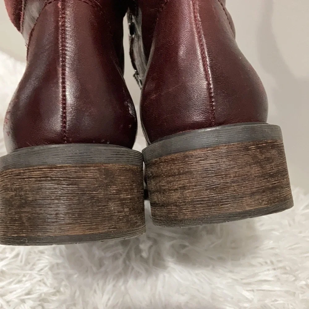Sam Edelman Darrah Burgundy leather combat boots size 7.5 - Picture 7 of 10